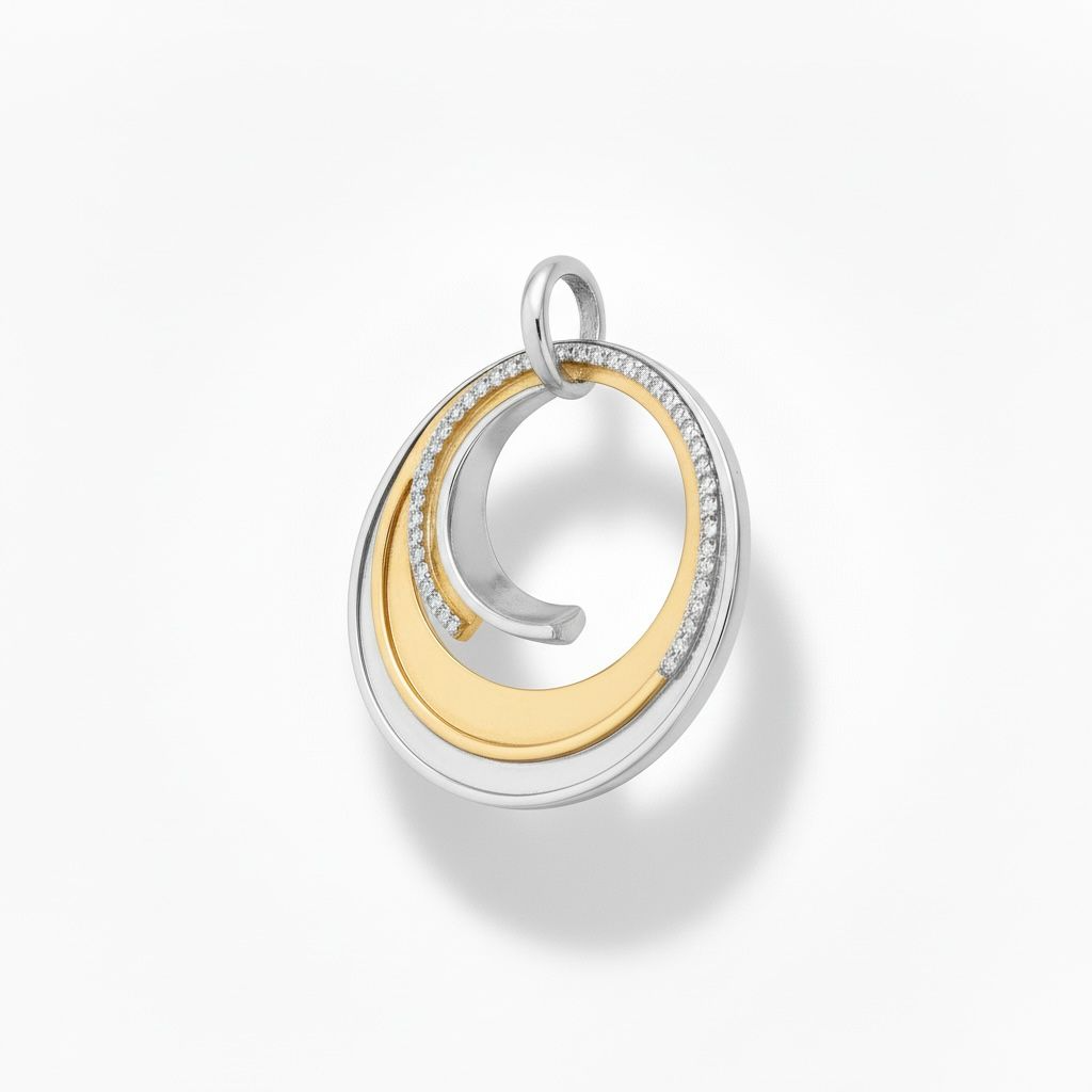 14 karaat bicolor hanger met 44 briljant geslepen diamanten van totaal 0.18 caraat.