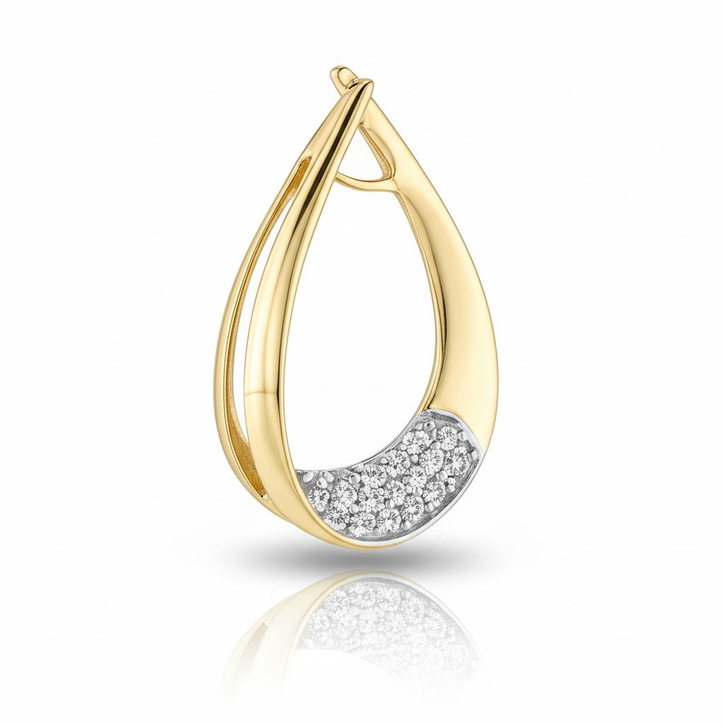 14 karaat geelgouden hanger met 20 briljant geslepen diamanten van totaal 0,12 caraat.