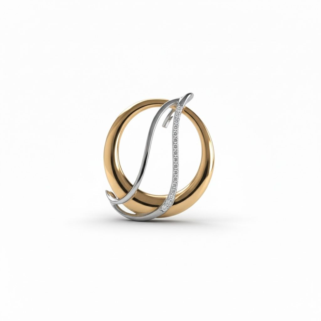 14 karaat bicolor hanger met 17 briljant geslepen diamanten van totaal 0.07 caraat.