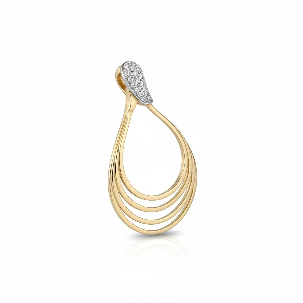 14 karaat geelgouden hanger met 18 briljant geslepen diamanten van 0.09 caraat. 