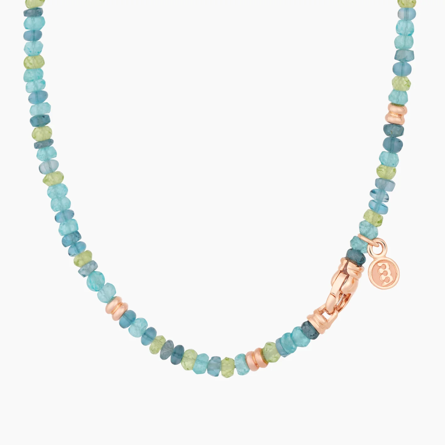BRON Collier Apetiet blauw i.c.m. rose 18 krt goud