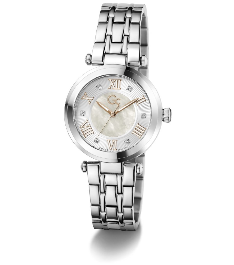 GC Quarts dames polshorloge staal met stalen band uit de GC TopChic Collectie. 10 ATM waterdicht.