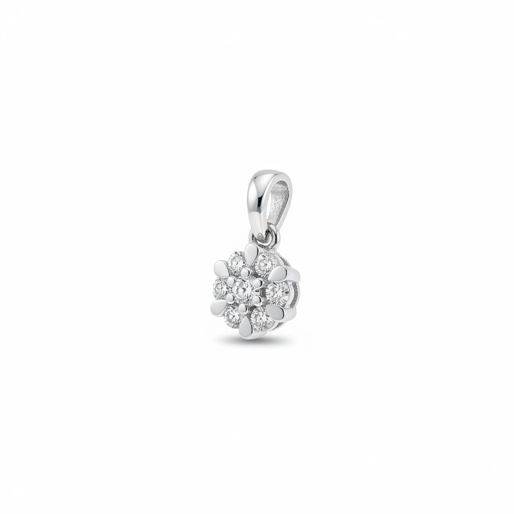  14 karaats Witgouden hanger met 0,10ct briljant