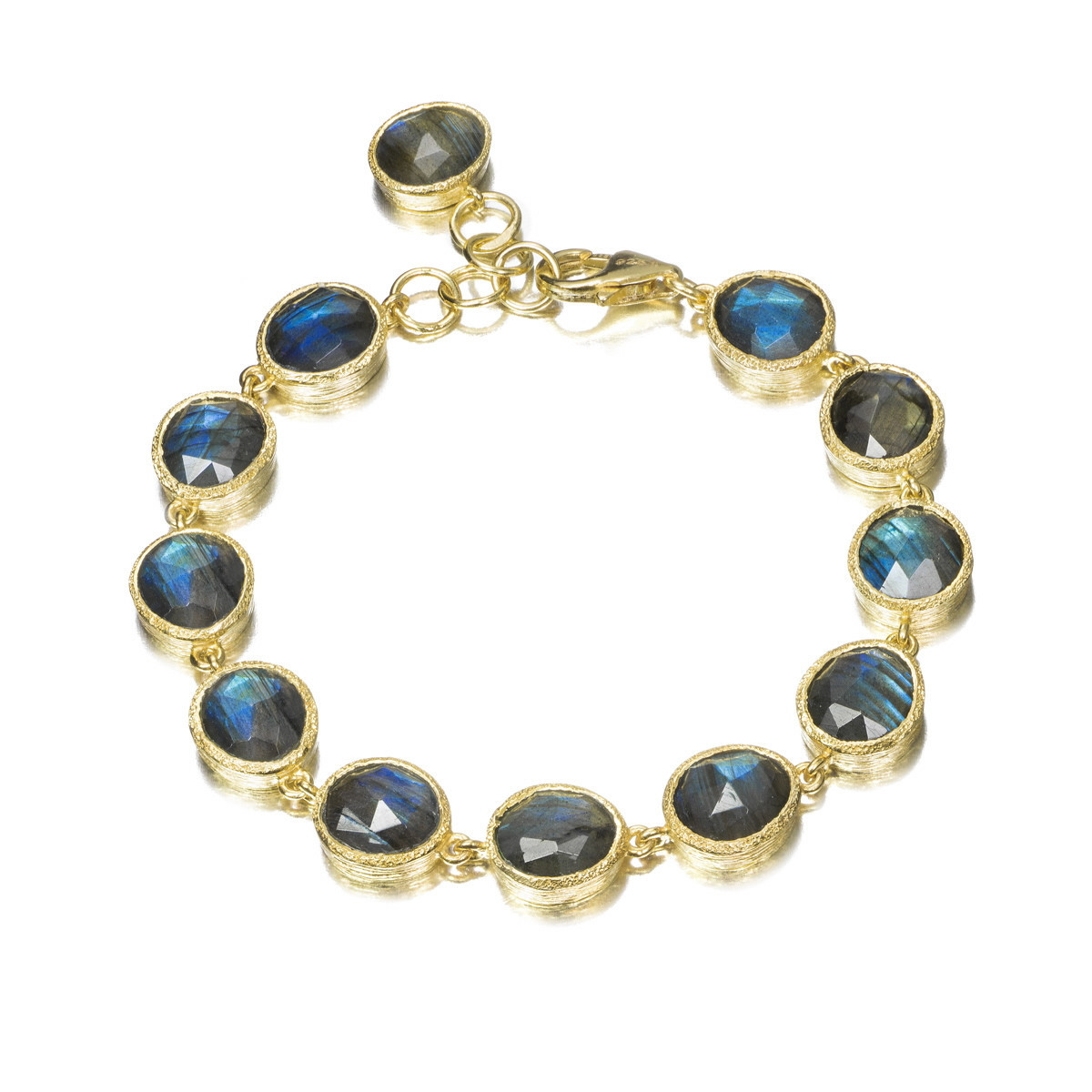 Jorge Revilla zilveren armband 18 krt. goldplated, met labradoriet.