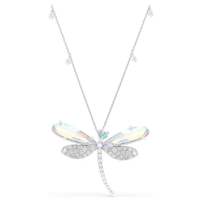 Deze iriserende, op de natuur ge&iuml;nspireerde creatie die Swarovski&rsquo;s savoir-faire laat zien, kan gedragen worden als broche of haaraccessoire. Het afneembare libellemotief is versierd met heldere kristallen in verschillende vormen en maten en heeft vleugels uit kristal met een glinsterend Aurore Boreale-effect. Swarovski Crystal Pearls zijn ook verwerkt in de libelle en ketting om de luxe te benadrukken. Combineer dit sieraad met de bijpassende haarkam voor een stralende combinatie.

Artikelnr.: 5737429
Collectie:  Ariana Grande x Swarovski
Lengte (minimum - maximum): 80 - 90 cm
Formaat motief: 5.3 x 7 cm
Materiaal:  Kristallen, Rodium-verguld, Cubic zirconia
Kleur:  Wit
Type sluiting:  Karabijn