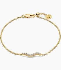 De armband is in plaque met een tussentstuk golvend gezet met zirkonium steentjes uit de reeks Ellera