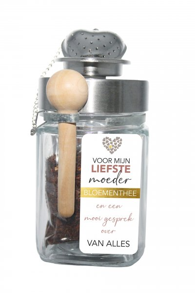 BLOEMENTHEE: groene thee, klassiek gearomatiseerd met verse jasmijn. Vol, geurig en bloemig. 20 gram biologische groene jasmijnthee.