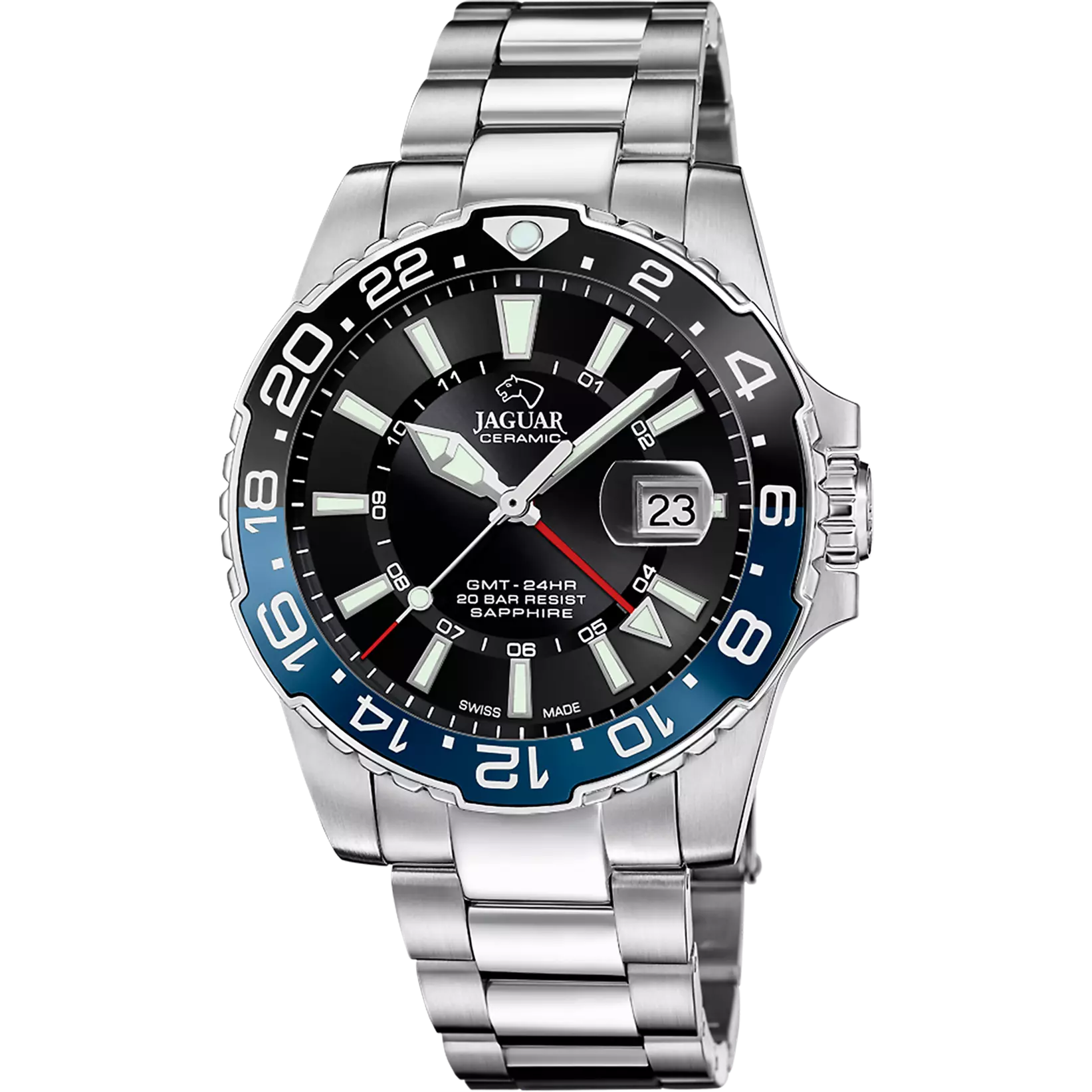 Blauw heren zwitsers horloge Jaguar Ceramic Gmt J1011/4