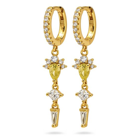 Karma Jewelry Hinged Hoops Flore Zirconia Citrien Goldplated