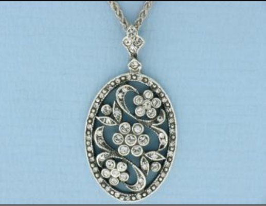 Zilveren hanger met Swarovski kristallen en bloem motief incl collier 42 cm Victorian