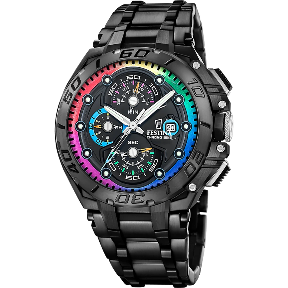 Dit Festina horloge heeft een kast gemaakt van Roestvrijstaal met een diameter van 46 mm en is voorzien van een Roestvrijstaal band. In de kast bevindt zich een Miyota kwaliteitsuurwerk en is afgewerkt met Mineraalglas.
Het horloge is 20ATM. Dit betekent dat het horloge geschikt is om mee te duiken. Verder wordt het horloge geleverd met 2 jaar garantie.
.