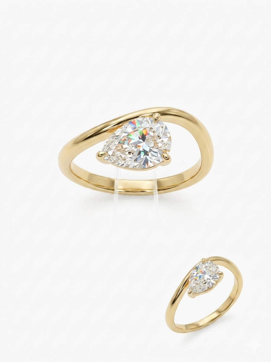 Deze 14 karaat geelgouden ring, modelnummer RX15067, heeft een peervormige, laboratoriumgekweekte diamant van 1,09 karaat met VVS2 zuiverheid en E-kleur. Ideaal als verlovingsring, straalt hij pure elegantie uit. Combineer met andere goudkleurige juwelen voor een verfijnde look. Perfecte keuze voor een gedenkwaardige aanzoek. Draag met zorg en trots. 