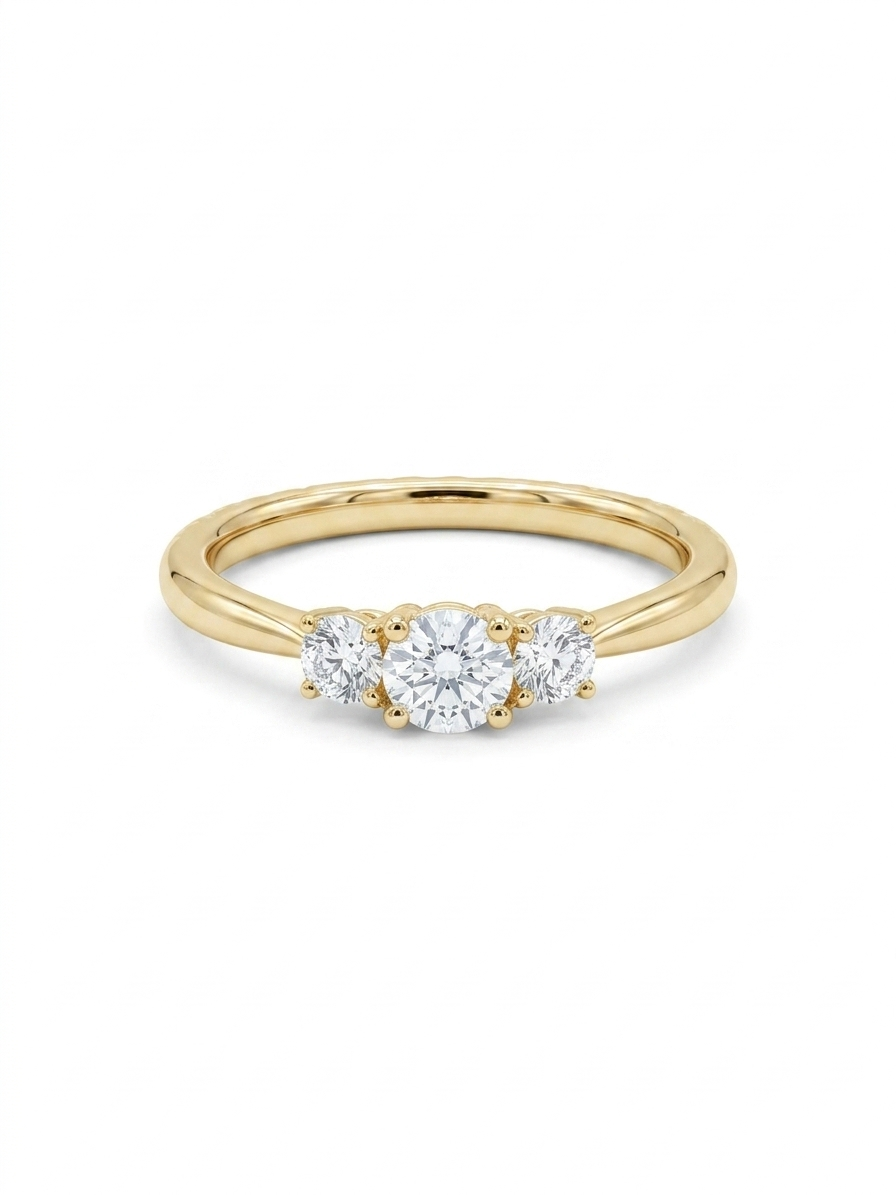 Ontdek de elegante trilogie diamanten ring, model RX10984. Deze 14 karaat geelgouden ring is perfect als verlovingsring. Met drie briljant geslepen natuur diamanten van in totaal 0,45 caraat, straalt hij pure verfijning uit. Draag deze tijdloze schoonheid op speciale gelegenheden of dagelijks voor een vleugje luxe. Ringmaat 54, goudkleurig en gemaakt van hoogwaardige materialen.