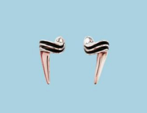 Zilveren oorknoppen Golf motief. Bijpassende choker en ring. Art Deco