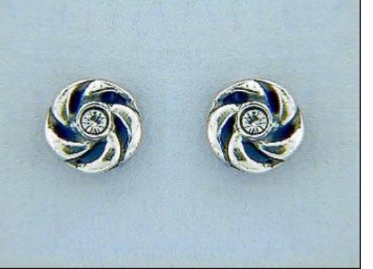 Zilveren oorstekers bloem met Swarovski kristal. Art Nouveau