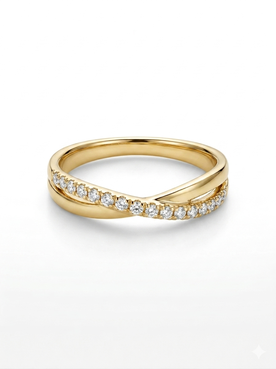 Deze 14 karaat gouden crossover ring, modelnummer RE13909/Y, schittert met 21 briljant geslepen diamanten van in totaal 0,21 karaat. De ringmaat is 54 en de ring heeft een gouden glans. Perfect om dagelijks te dragen of te combineren met andere sieraden. Deze subtiele en elegante ring voegt een vleugje luxe toe aan elke outfit.