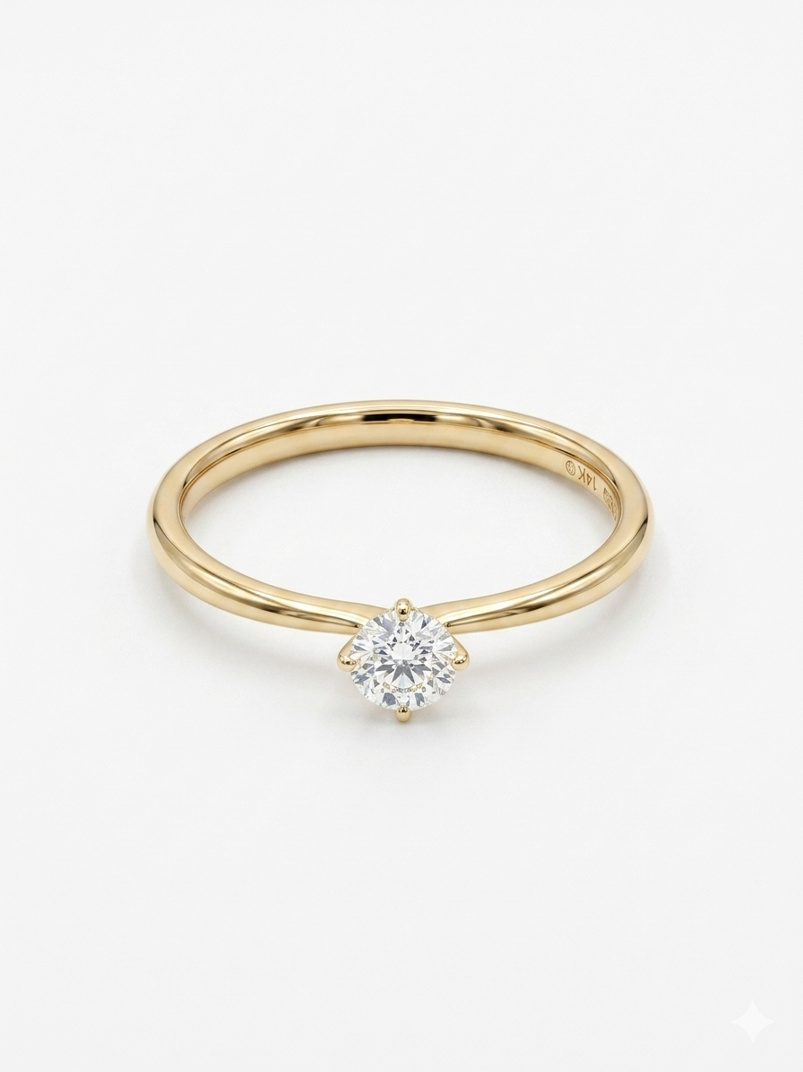 Deze prachtige 14-karaats gouden ring, model 1072C, is voorzien van een briljantgeslepen diamant van 0.25 karaat. De ring is ideaal als verlovingsring en heeft een ringmaat van 54. Met zijn goudkleurige glans en hoogwaardige materialen, is deze ring perfect voor speciale gelegenheden. Draag hem dagelijks voor een vleugje luxe en elegantie.
