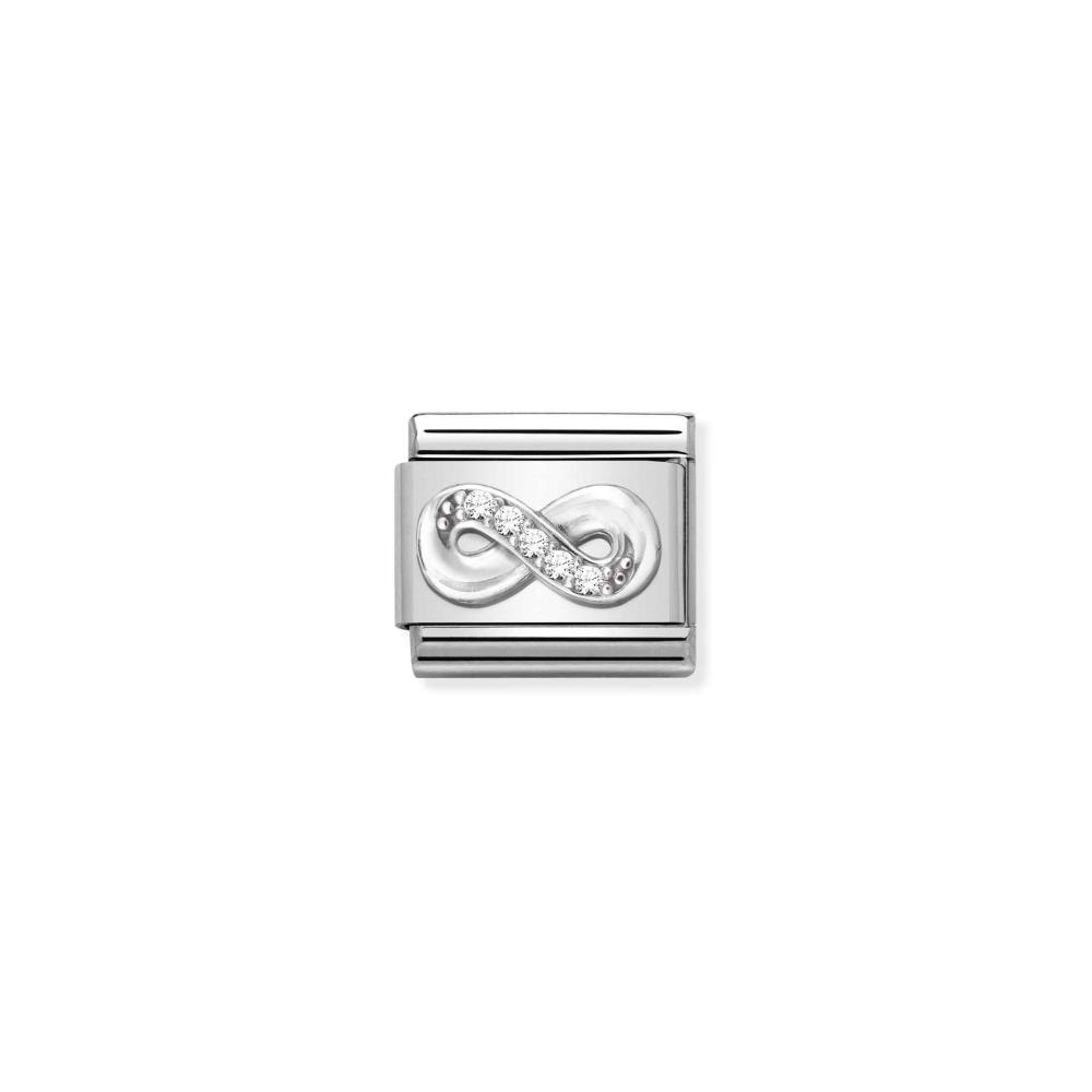 Series	Infinity
Jewellery material	Stainless Steel, Silver
Stone_type	Zirconia
Stone-color	White
Category	Link
Brand	Nomination Jewellery