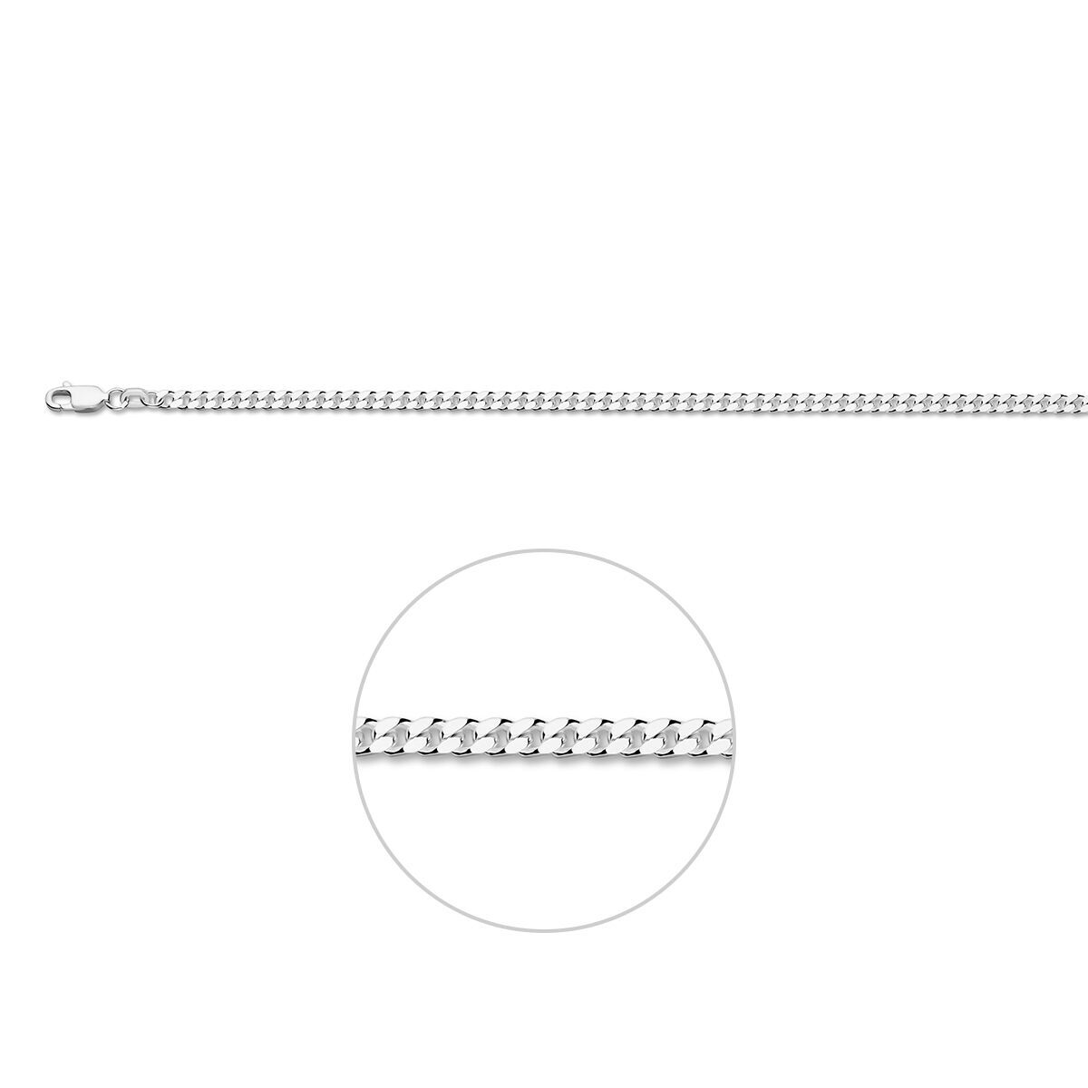 Zilver gourmet 4 zijdes geslepen 2,8 mm 60 cm