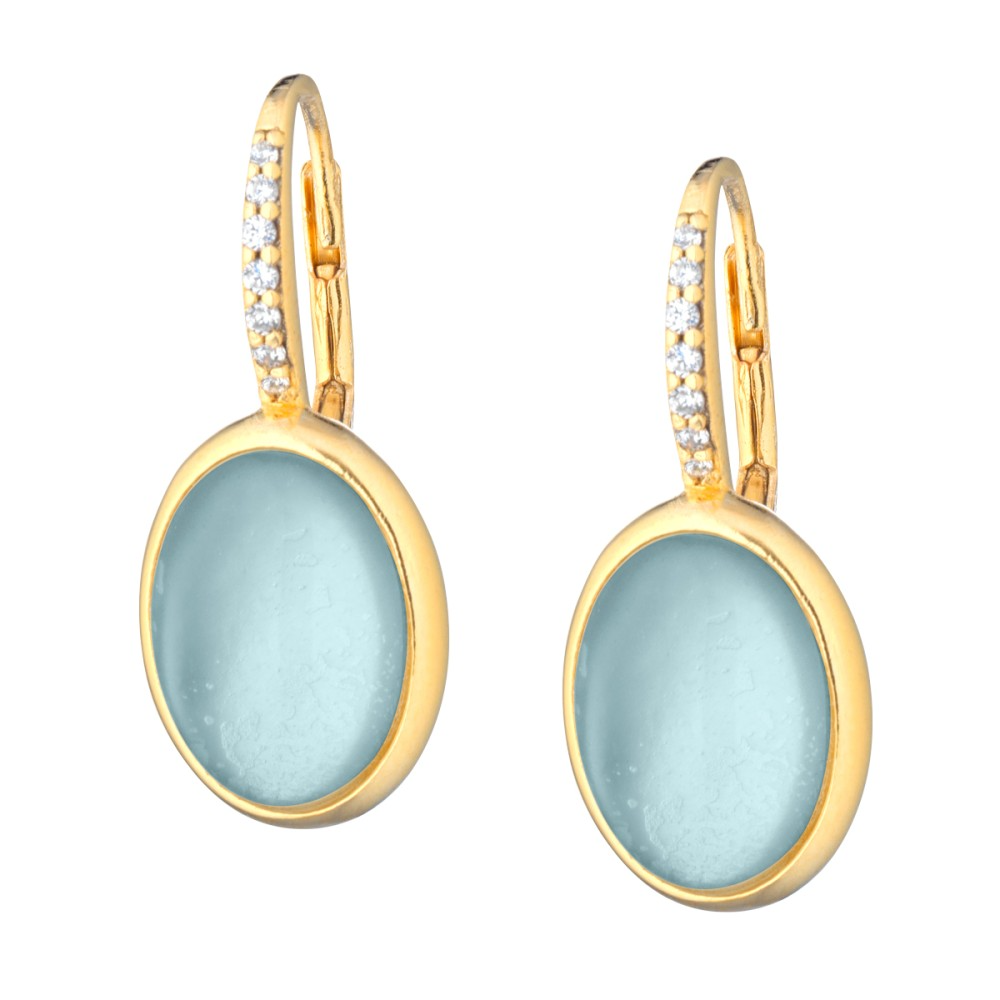 Estro ovale oorbellen - Boho chic
De Estro ovale boho-chic oorbellen zijn verkrijgbaar in een gepolijste, verguld zilveren met aquamarijn 