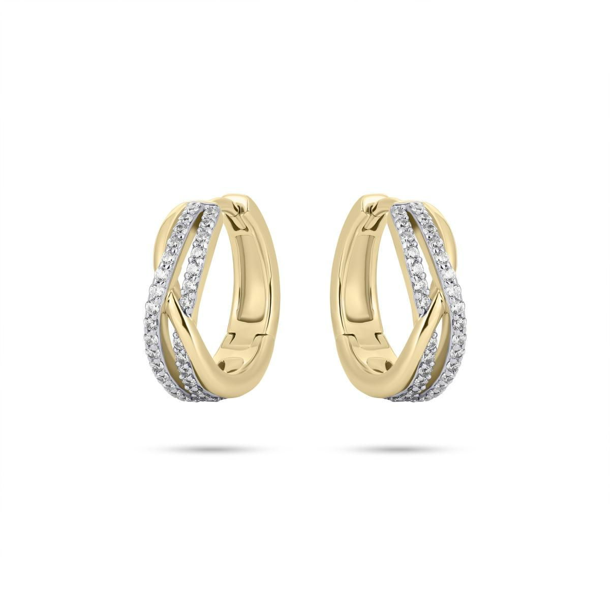 zilver verguld| creolen cross over | zirconia's 
18mm diameter
6mm breed