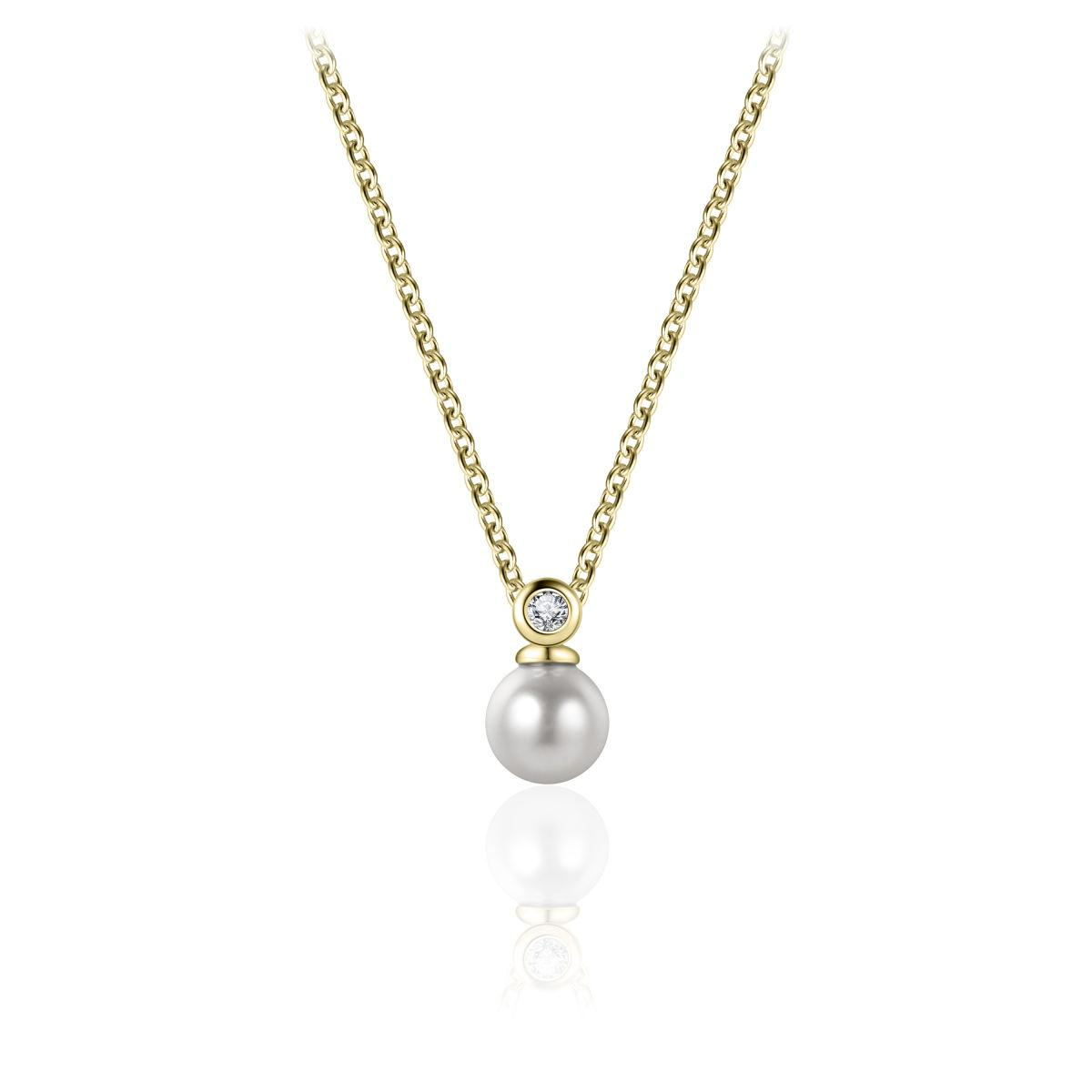 Zilver/verguld collier met parel hanger