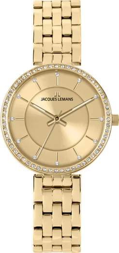 Die Milano JACQUES LEMANS ist eine stilvolle Armbanduhr mit einem 32 mm Edelstahlgeh&auml;use und einem goldfarbenen Edelstahlarmband. Diese elegante, runde Uhr hat ein Quarzwerk, ist bis 5 ATM wasserdicht, hat geh&auml;rtetes Crystexglas und eignet sich hervorragend f&uuml;r den t&auml;glichen Gebrauch oder besondere Anl&auml;sse. Am besten kombiniert mit formeller oder eleganter Freizeitkleidung.