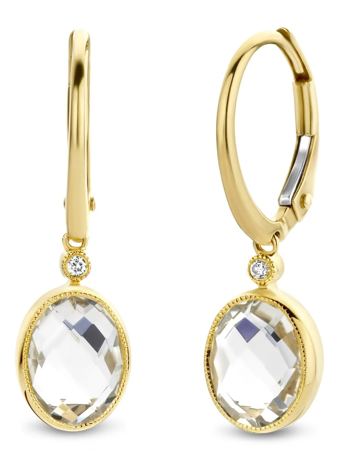 De 14 Karaats Oorringen uit de Van Zaanen Goud Collectie zijn voorzien van 2 diamanten van in totaal 0.02ct en wit topaas, modelnummer 14K 2 DIAMANTEN 0.02CT, WIT TOPAAS. Deze elegante oorringen voegen een verfijnde glans toe aan elke outfit en komen het best tot hun recht bij zowel casual als formele gelegenheden.