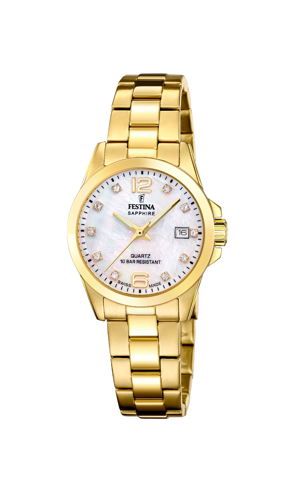 Festina Swiss Made dameshorloge goudkleurig roestvrij stalen horlogeband