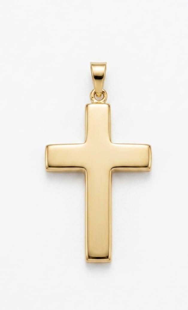 VI8K503. Geelgouden hanger kruis. 24x16mm.