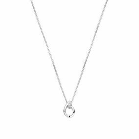 Gerhodineerd 925 zilveren collier uitgevoerd met een druppel en zirkonia. Het collier heeft draaglengtes van 41+4cm. De schakelbreedte is 1.1mm.