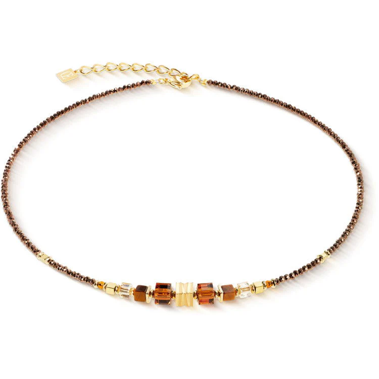 3044/10-1116 Necklace Brown-Gold kleurig
