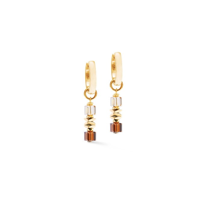 3044/21-1116 Hoop earrings Brown-Gold kleurig