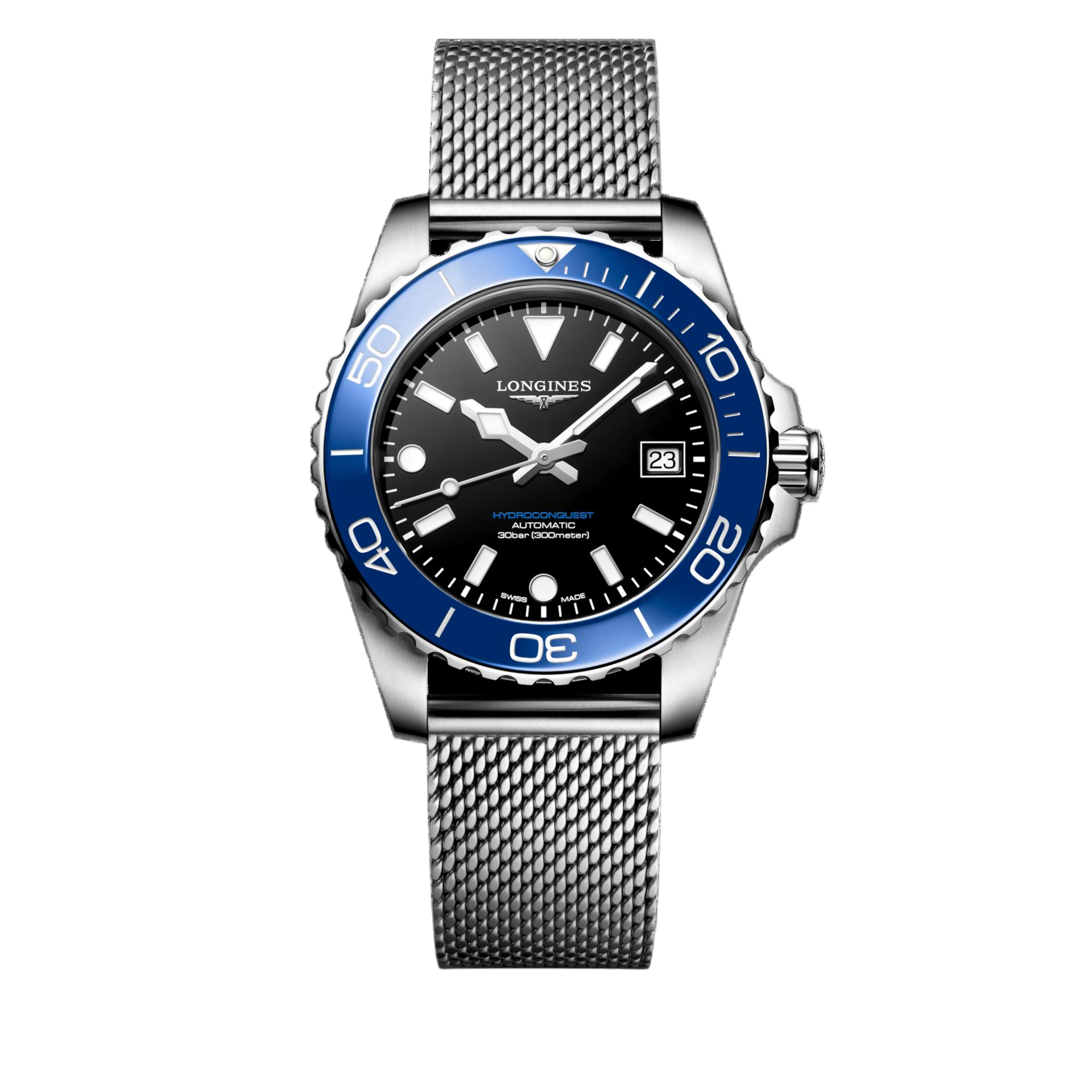 De Longines Hydroconquest L37794906 heeft een roestvrijstalen kast en milanese mesh band in zilverkleur. De analoge wijzerplaat is zwart met streepindex. Het horloge is automatisch, hypoallergeen en voorzien van saffierglas, datumfunctie en Zwitserse beweging. Waterbestendig tot 300 meter. Draag bij formele gelegenheden voor een elegante uitstraling. 