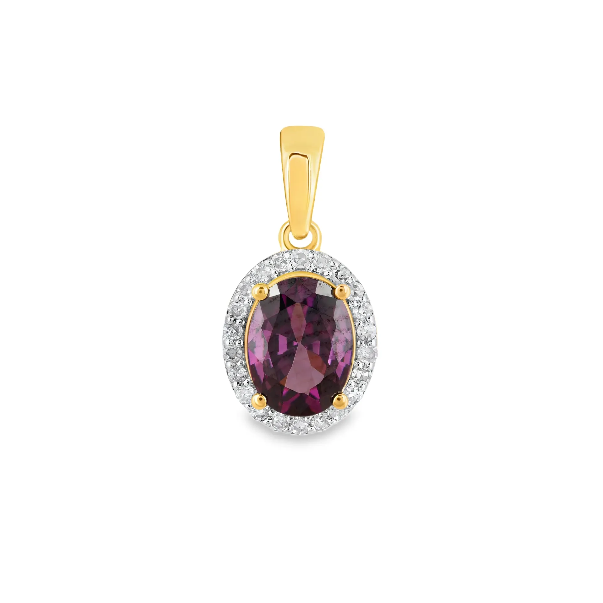 14KRT HANGER MET TANZANIET EN DIAMANT 0.09CT 