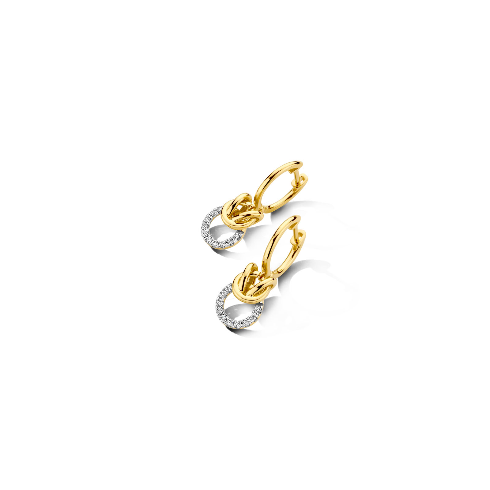Oorringen goud 18kt met natuurlijke diamant