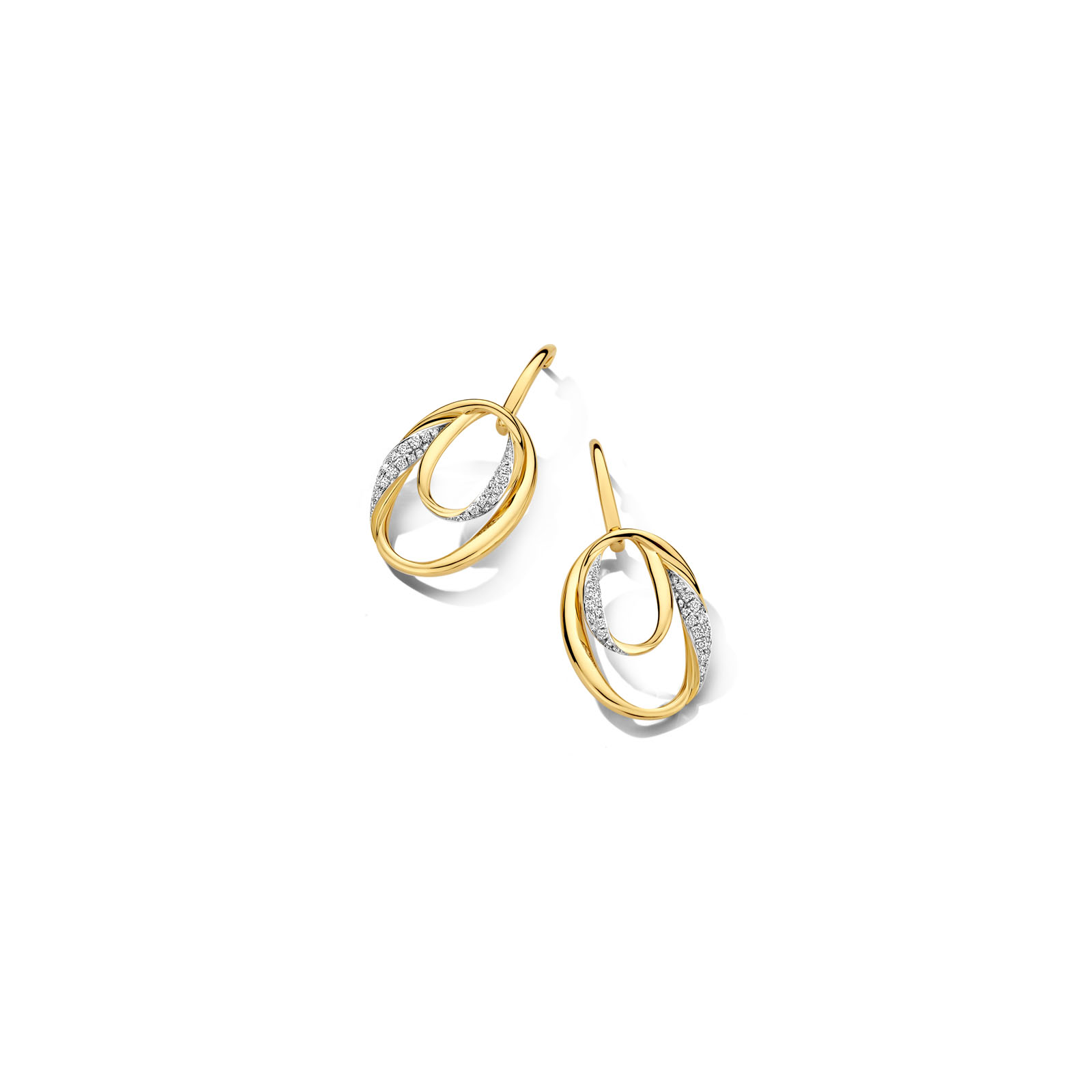 Oorringen goud 18kt met natuurlijke diamant