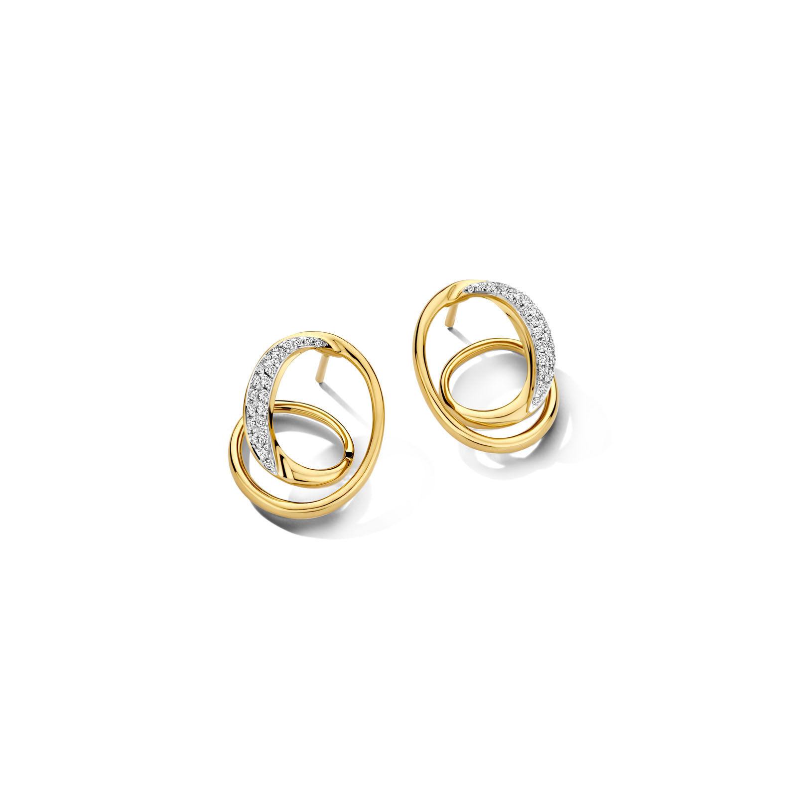 Oorringen goud 18kt met natuurlijke diamant