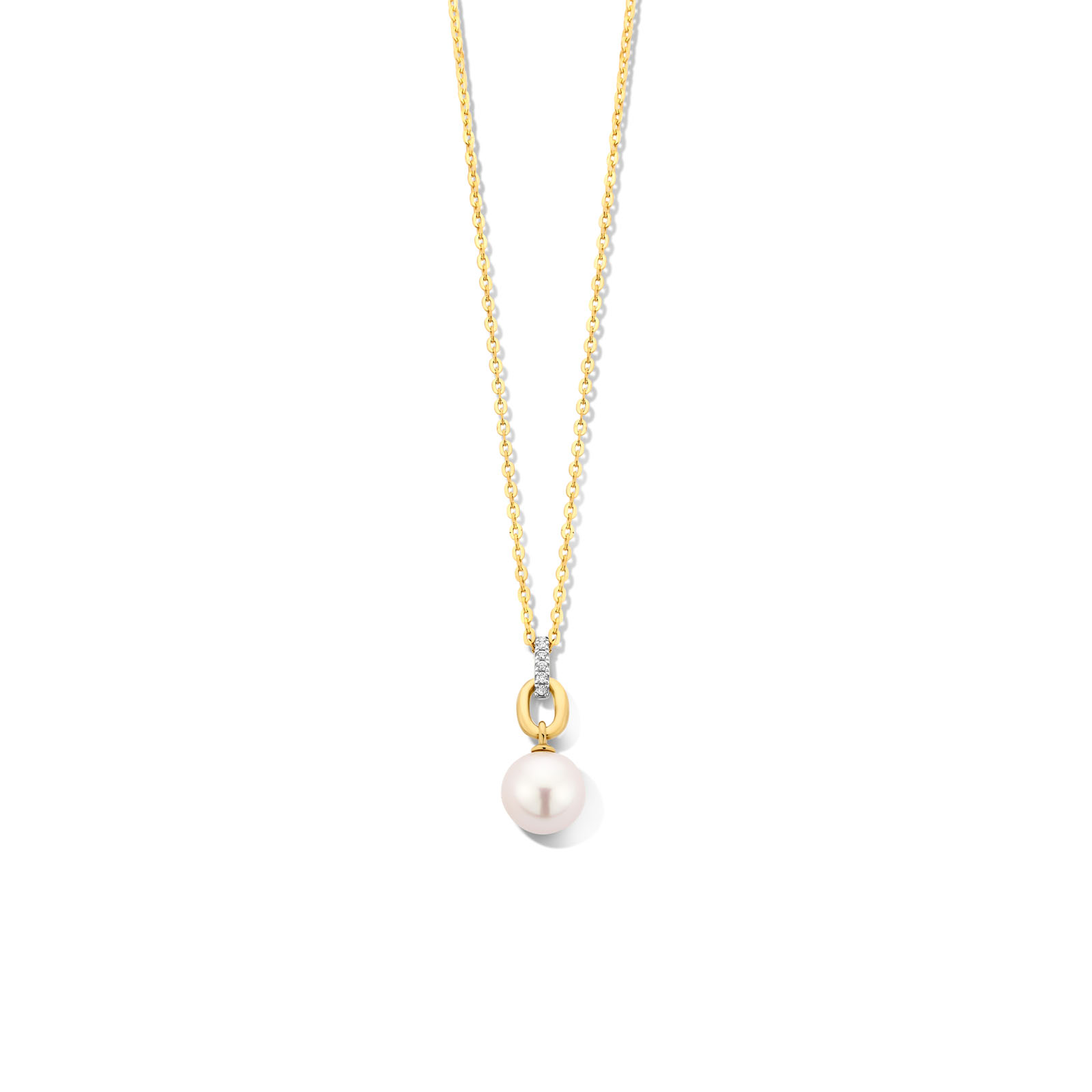 Hanger goud 18kt met natuurlijke diamant en zoetwaterparels
