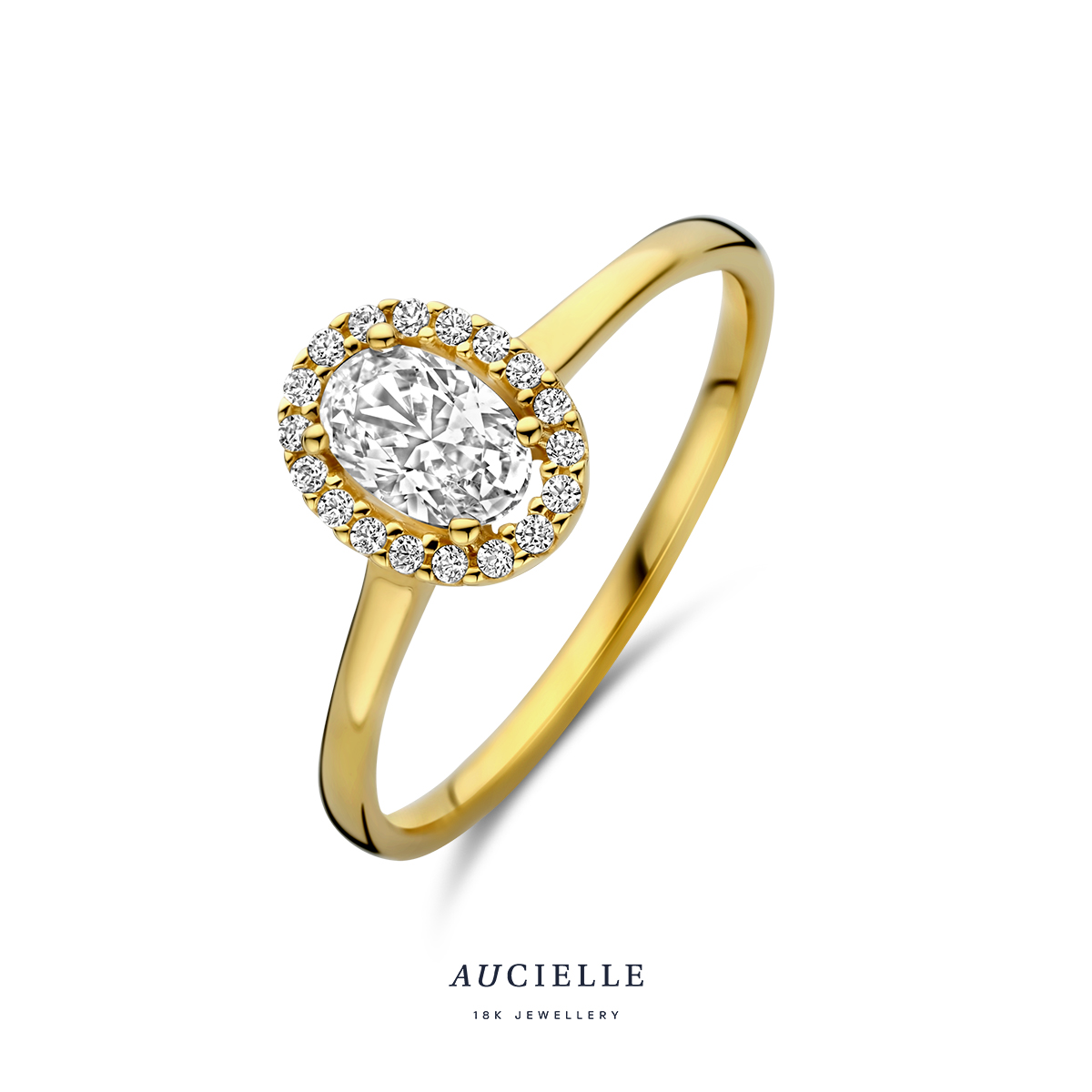 Ring ovaal YG CZ