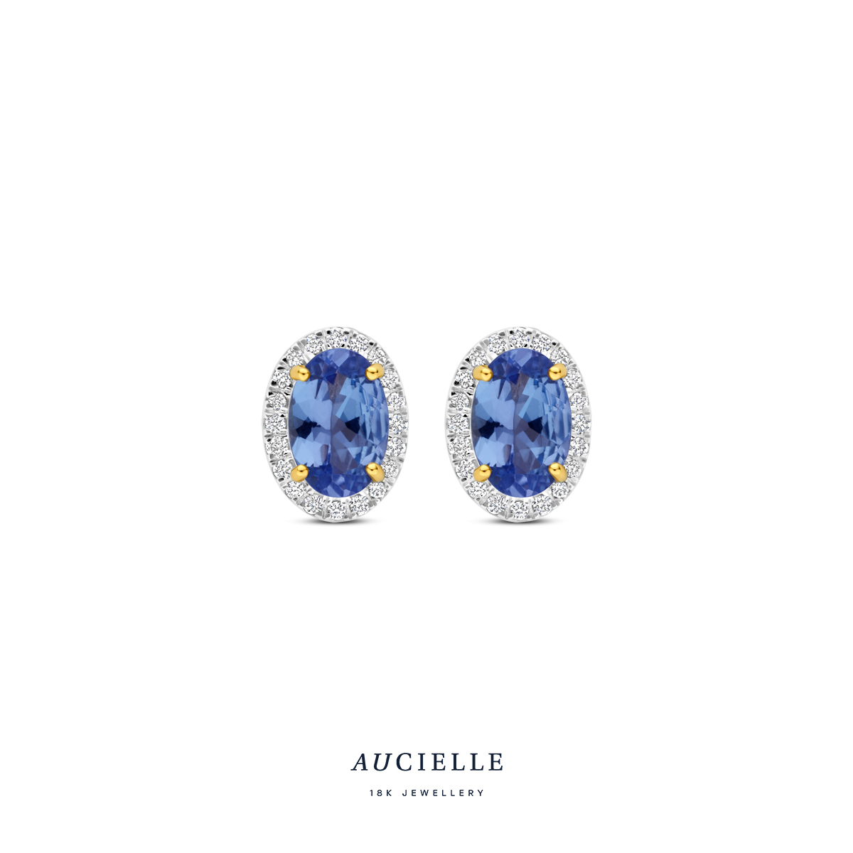 Oorstekers YG Diam 0.12ctTanzanite