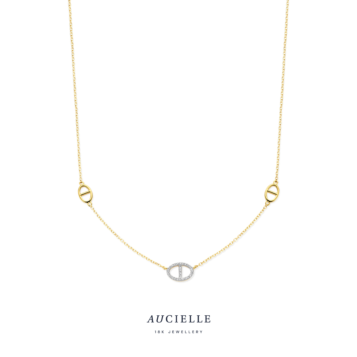 Ketting ovale ankerschakel YG 0.050ct- 402,52,5cm