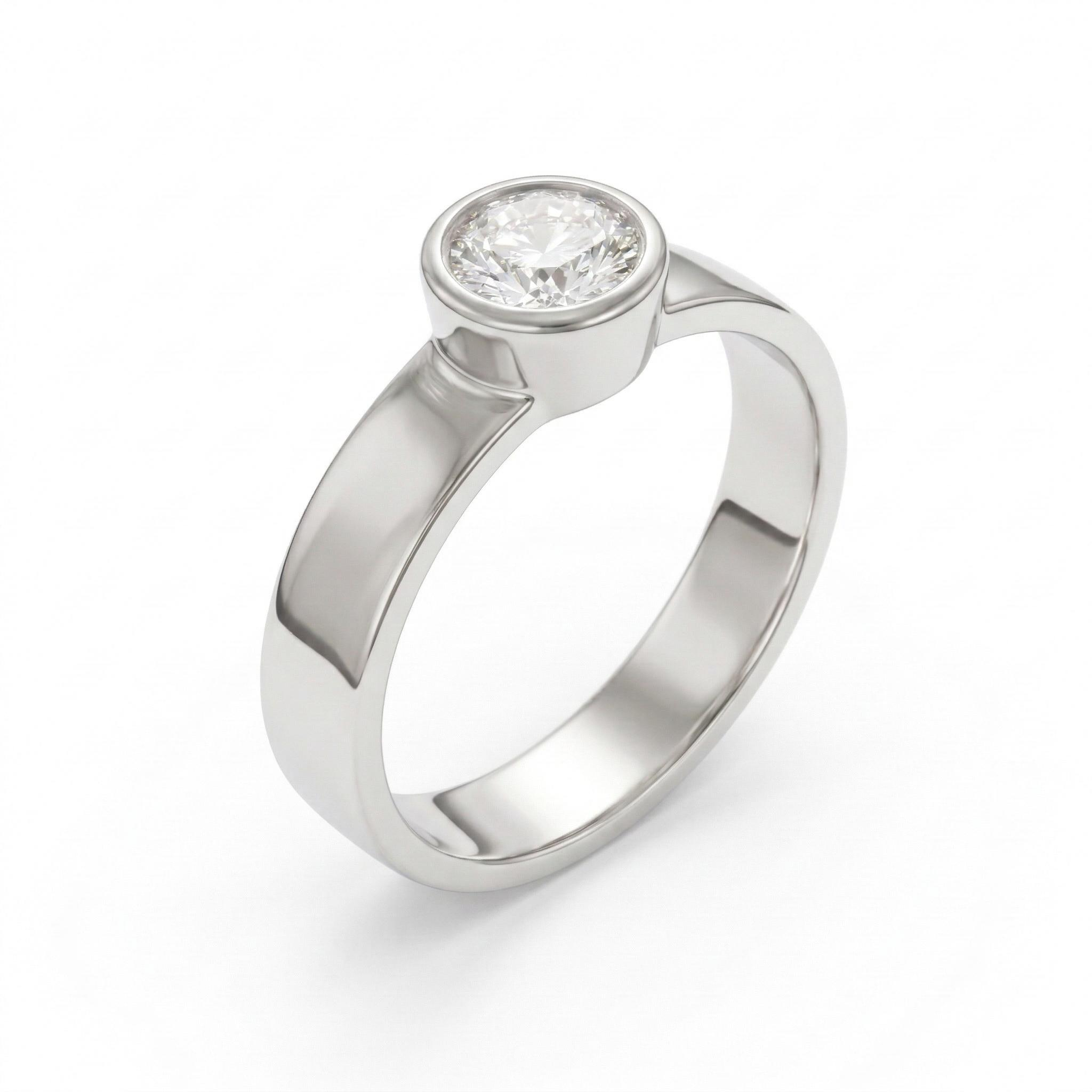 18kt witgouden ring met briljant van 0.60ct H/Si
