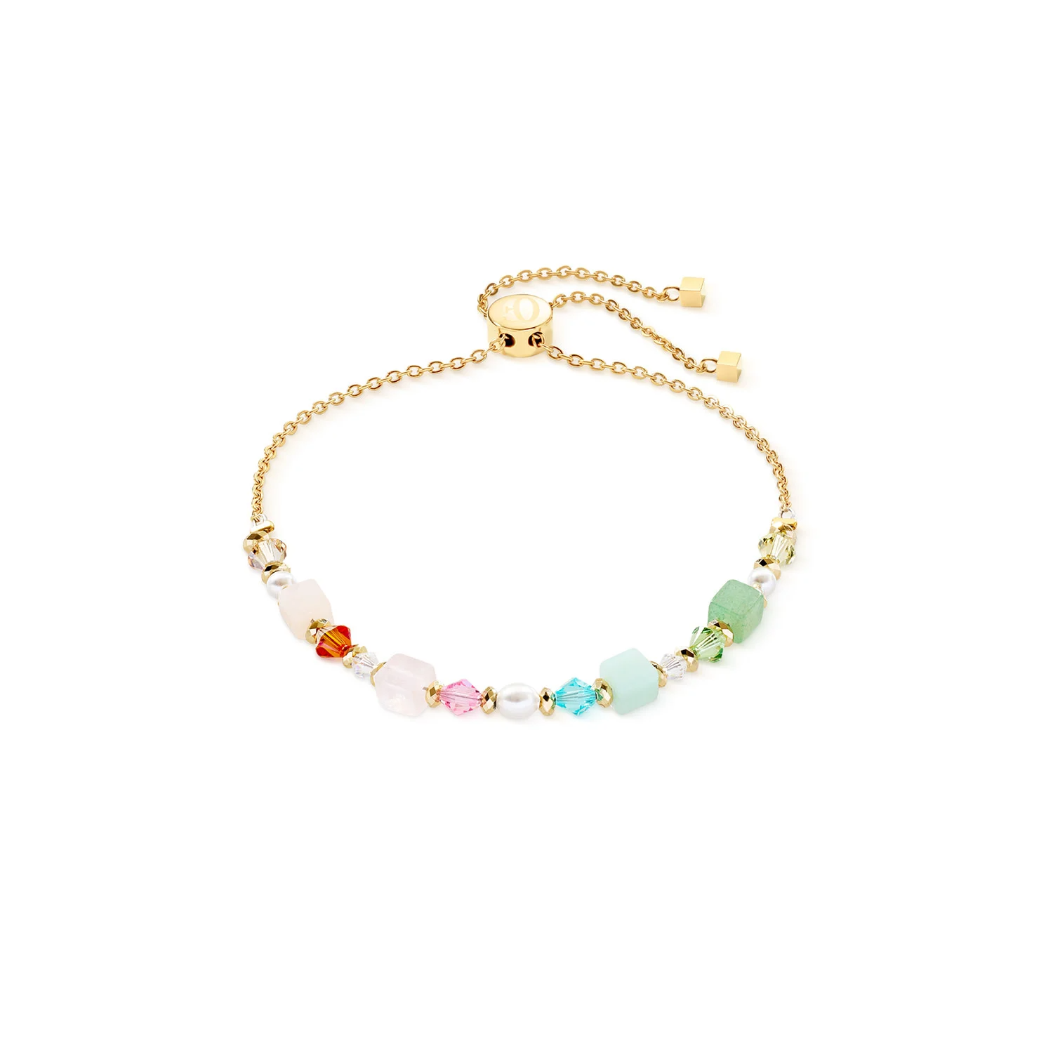 Het Coeur de Lion armband, Multicolour Pastel 2 - 3031/30-1537, is een verfijnde armband gemaakt van roestvrij staal met een goudkleurige afwerking. Met een lengte van 18 cm valt hij elegant om de pols. Combineer het met andere sieraden in pastelkleuren voor een stijlvolle, nieuwe look. Perfect voor zowel dagelijks gebruik als speciale gelegenheden.