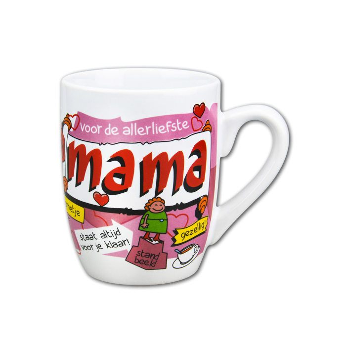 De Cartoonmok - Mama is een origineel en liefdevol Moederdag cadeau voor de allerliefste mama. Deze keramische mok heeft een vrolijke cartoonstijl en de tekst &ldquo;voor de allerliefste mama&rdquo;, waardoor het een persoonlijk en herkenbaar cadeau is dat elke dag gebruikt kan worden.

De mama mok is niet alleen praktisch, maar ook een echte eyecatcher door het unieke design. Perfect om te geven tijdens Moederdag of als klein cadeautje om je moeder te verrassen.