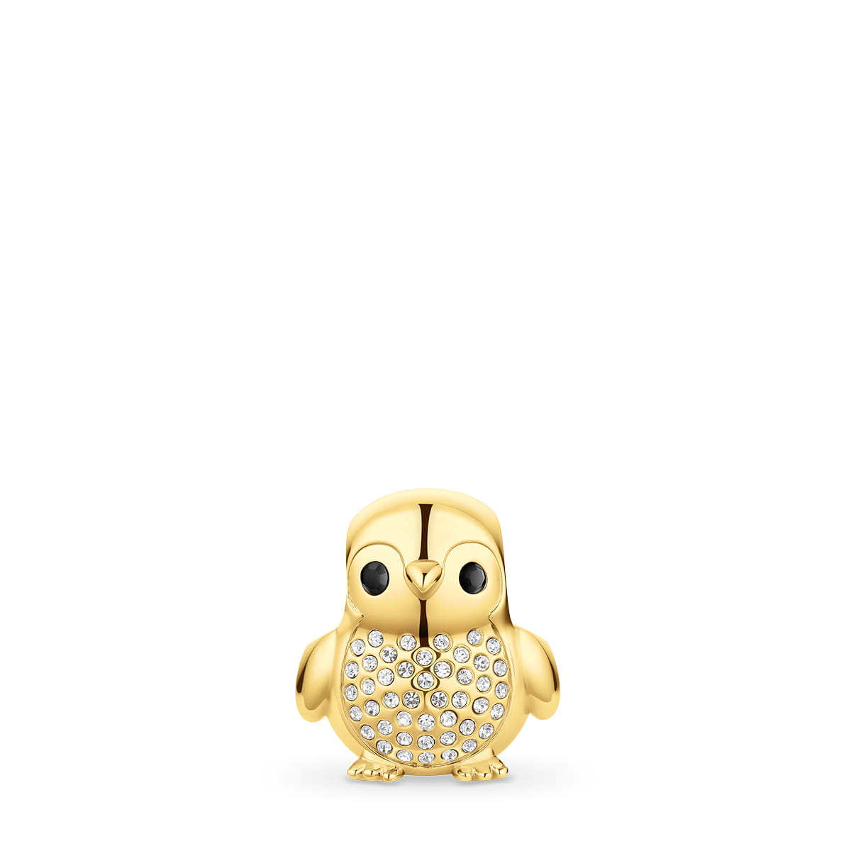 Ge&iuml;nspireerd door de sprankelende schoonheid van het Noordpoolgebied combineert deze BERING Polar Penguin charm speelse charme met Scandinavische elegantie.

De goudkleurige hanger van gepolijst roestvrij staal heeft zachte lijnen en een schitterende glans. De heldere kristallen op de voorkant fonkelen als kleine ijskristallen en geven het minimalistische ontwerp een luxe uitstraling. Donkere ogen zorgen voor een stijlvol contrast en geven de pingu&iuml;n extra karakter.