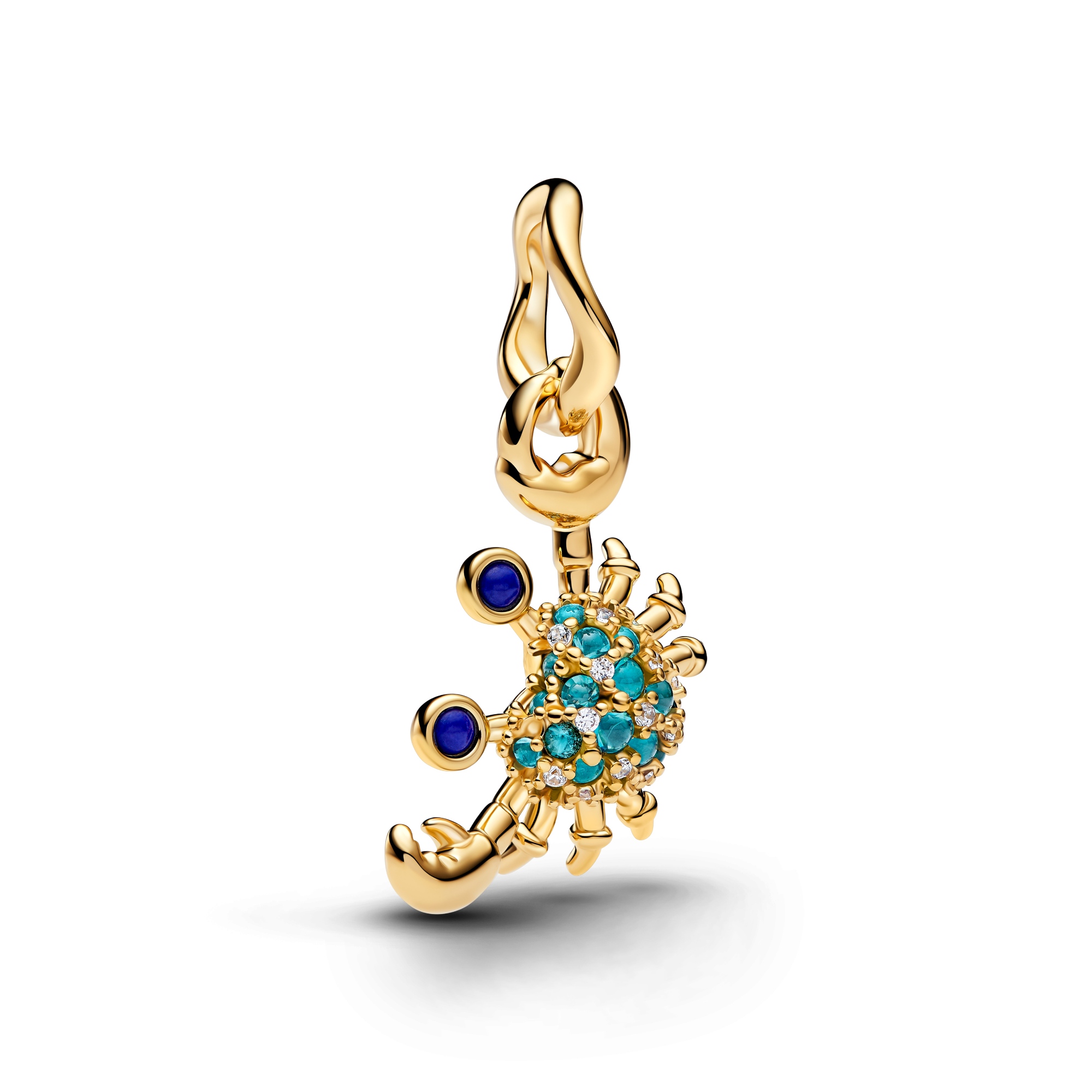 Pandora - Crab 14k gold-plated dangle with imitation lapis lazuli, icy green crystal and clear cubic zirconia - 764684C01