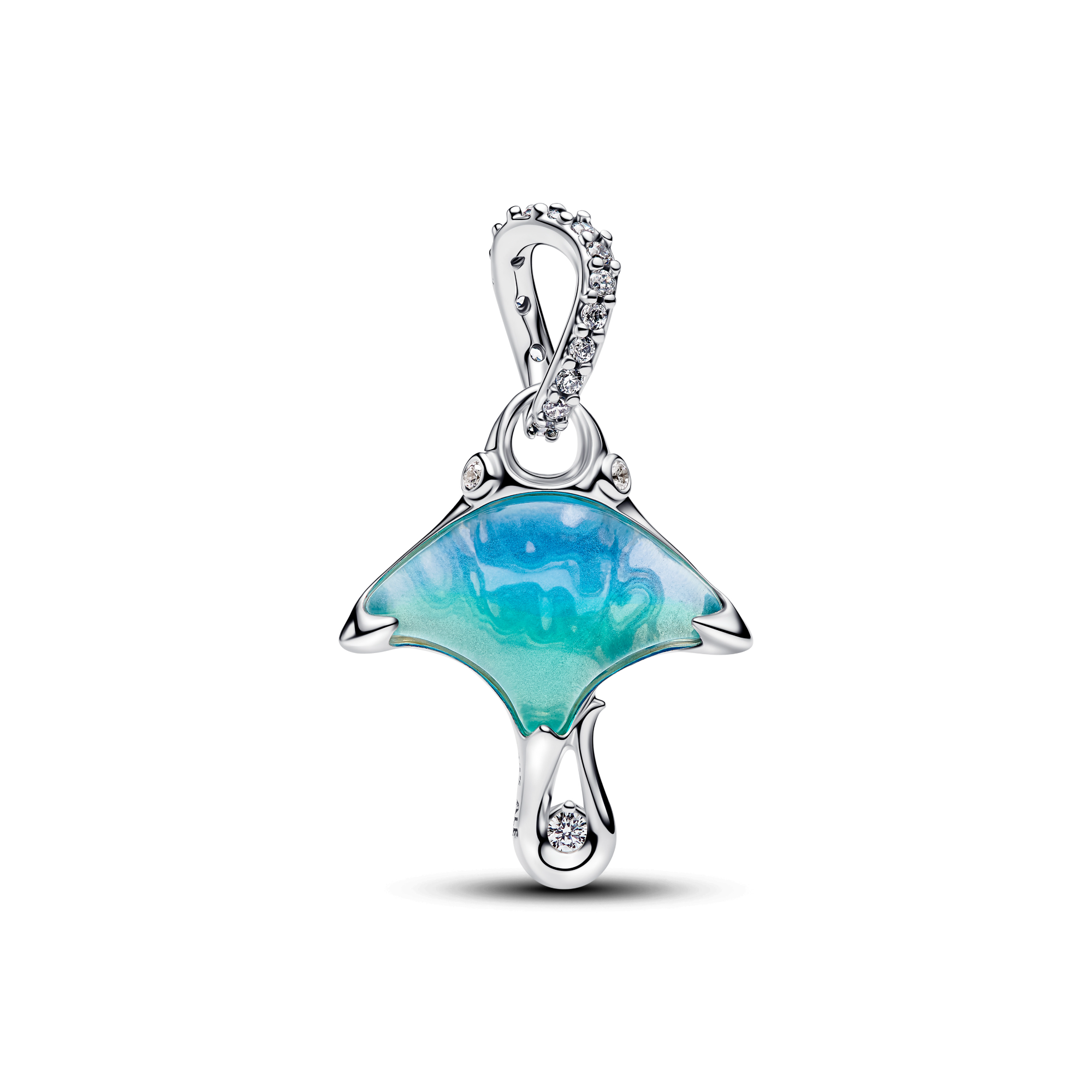Pandora - Manta sterling silver dangle with clear cubic zirconia, white bioresin man-made mother of pearl, enamel and shaded blue Murano glass - 794685C01