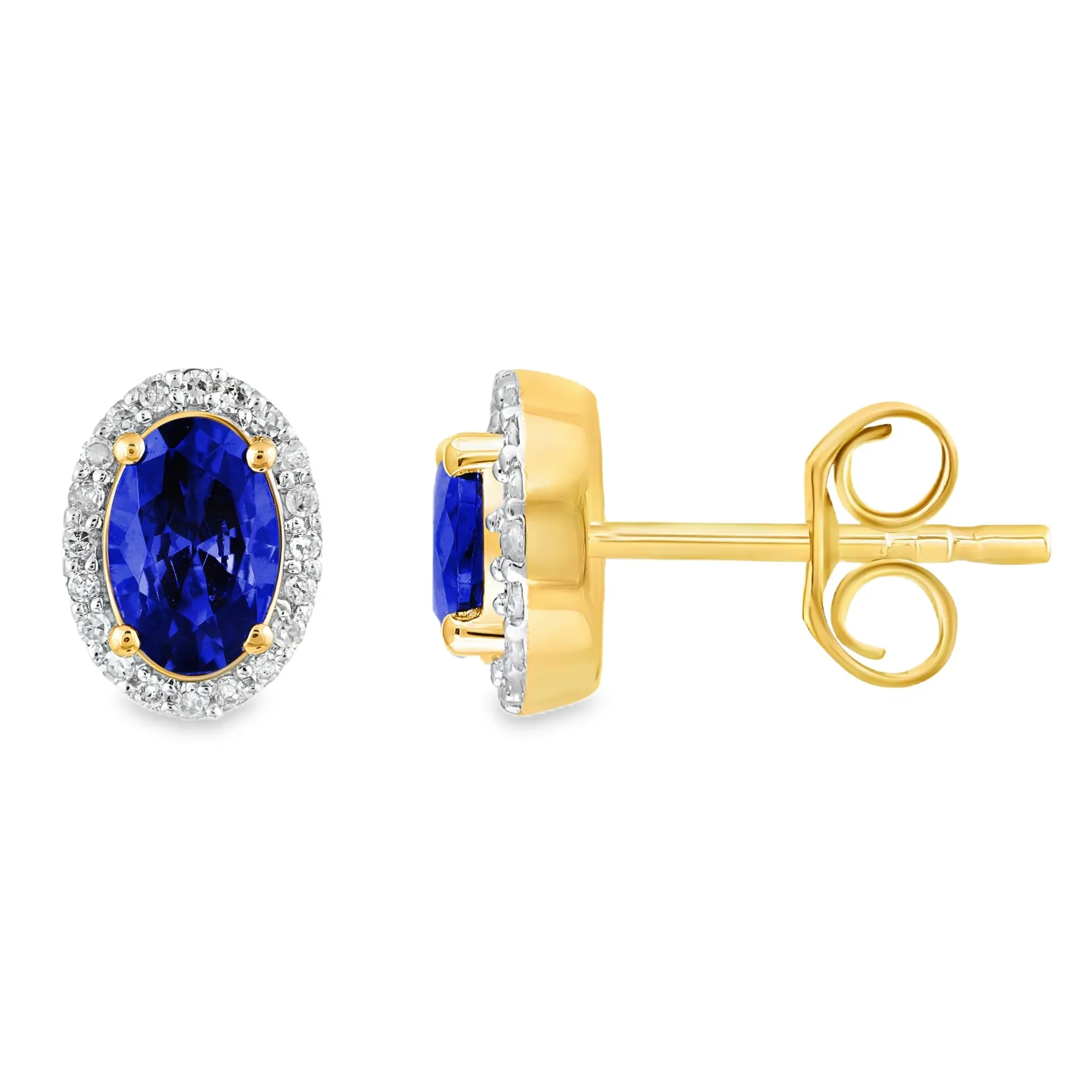 14KRT OORKNOPPEN MET AMATHIST EN DIAMANT 0.06CRT 