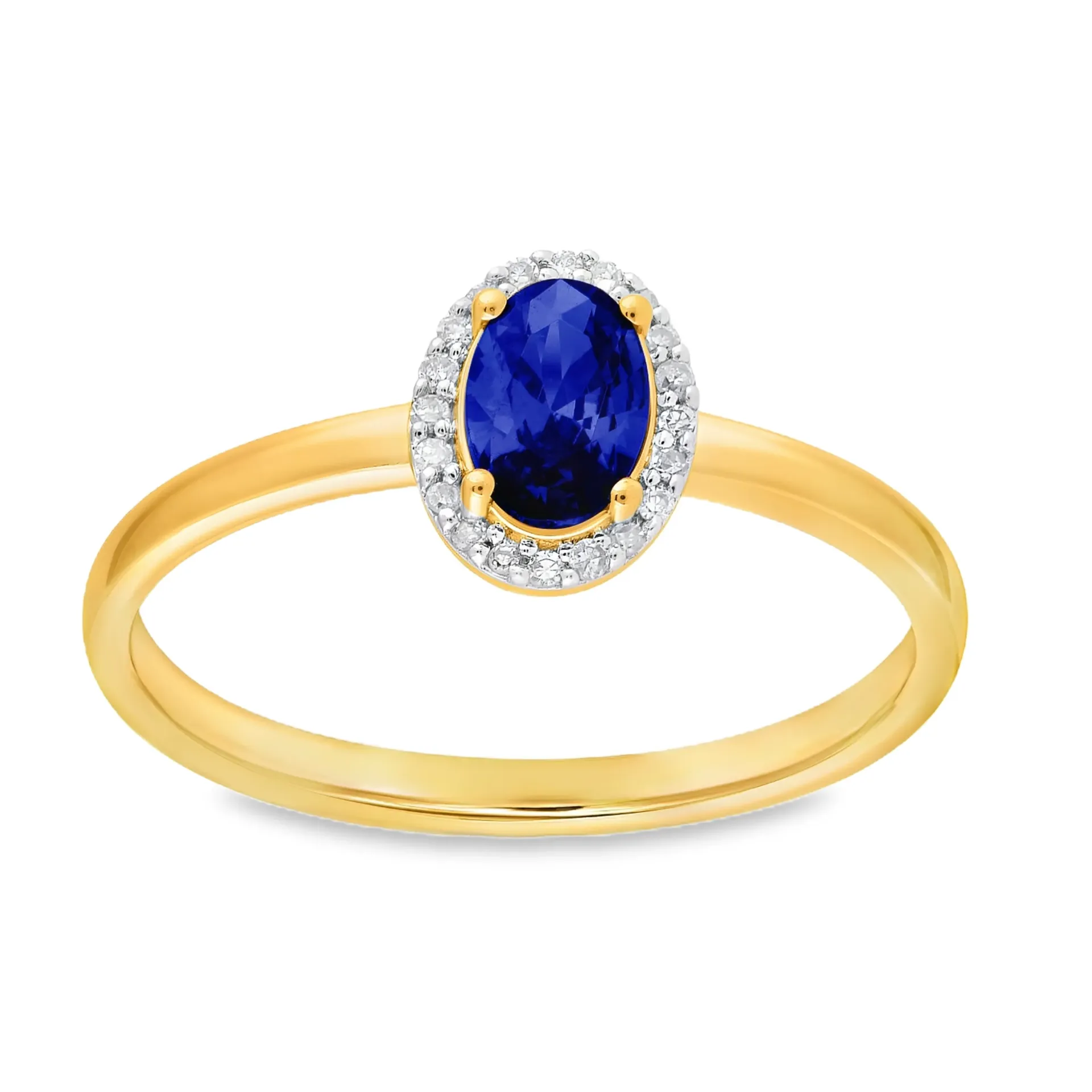 14KRT RING MET AMATHIST EN DIAMANT 0.06CRT MAAT 17